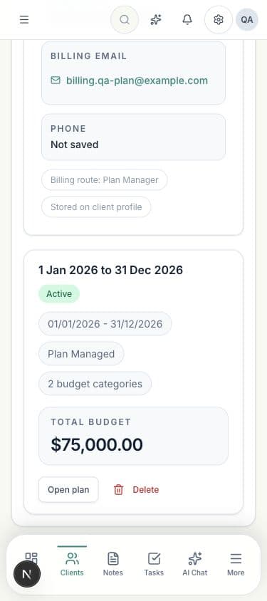 CordoCare mobile client record preview